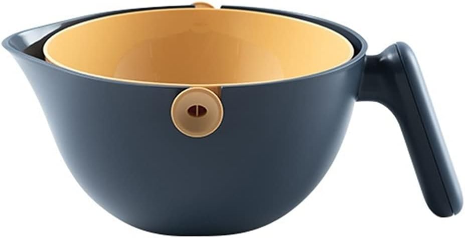 Colander Drain Basket 2 in 1 Kitchen Colander Multifunction Kitchen Strainer Drain Basket Bowl Rotatable Drain Basin and Basket with Handle Colanders/Strainer (Color : Green) (Blue)
