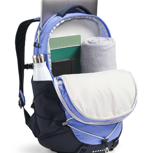 Image of The North Face Women's Borealis Commuter Laptop Backpack - Everyday Travel Bag, Laptop Sleeve, Reflective Details, Periwinkle Glow /Summit Navy /Lemon Mist, One Size