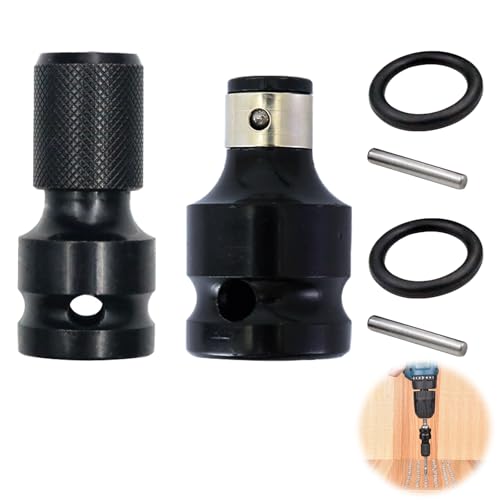 2 Pièces Adaptateur de Douille, Convertisseur de Mandrin à Libération Rapide Hexagonale Carrée 1/2 pouce 1/4 pouce Visseuses à Choc Electriques Robuste et Polyvalent pour Clé à Chocs et à Cliquet