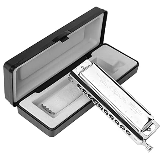 Chromatic Harmonica Professional Grade 10 Hole 40 Tone Key of C Stainless Steel Heavy Duty with Case & Cleaning Cloth for Professional Player,Band,Beginner,Students,Children,Kids
