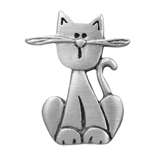 ColorfulCritters Cat with Whiskers Pewter Pin