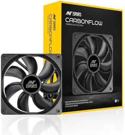 Ant Esports Carbonflow 120mm Case Fan - Black, High Static Pressure, PWM Control, 1300 RPM, 40.0 CFM Airflow