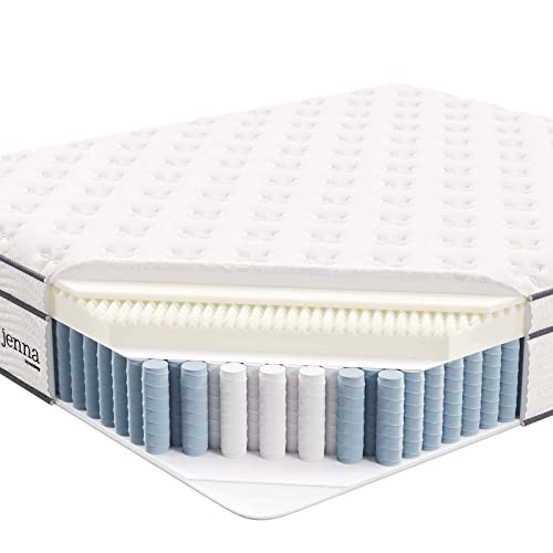 Modway Jenna 14” Innerspring And Memory Foam California King Mattress With Individually Encased Coils, White #TOP5