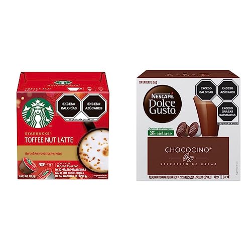 Starbucks Coffee at Home Toffee Nut Latte edición limitada by NESCAFÉ Dolce Gusto, tostado medio, 12 cápsulas/6 porciones + Café en cápsula Chococcino 16...