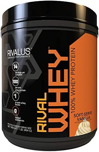 Rivalus Rivalwhey – Soft Serve Vanilla 1lb - 100% Whey Protein, Whey Protein Isolate Primary Source, Clean Nutritional Profile, BCAAs, No Banned Substances, Made in USA