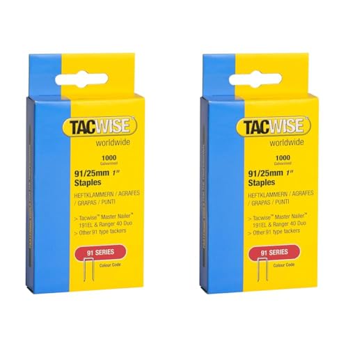 Tacwise 285 Type 91/25mm Staples for Staple Gun (1000) 25 mm 0285 (Pack of 2)