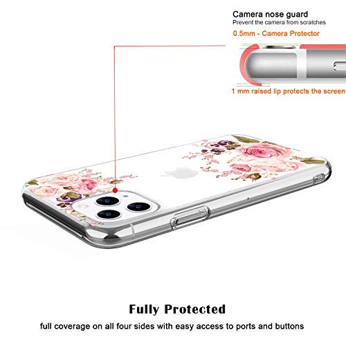 Jaholan Iphone 11 Pro Max Case Clear Cute Design Flexible Bumper Tpu Soft Rubber Silicone Cover Phone Case For Iphone 11 Pro Max 6.5 Inch 2019 - Girl Floral Flower Rose #TOP4
