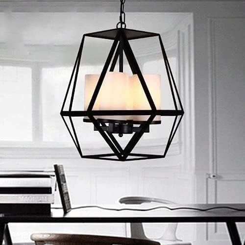 Mjsdjof 4 - Vlammen Amerikaanse retro hanglamp, smeedijzeren draad kooi lamp body droplights, met E14 kaarshouder vorm hanglampen voor woonkamer, eetkamer, keuken photo 2