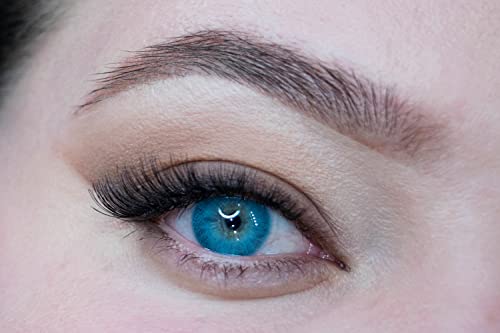 MYSALENS® Lentilles De Contact De Couleur Hidrocor Azul Bleu Naturelle très haute opacité Kit De Rangement Boitier Pince applicateur Offert 12 Mois sans...