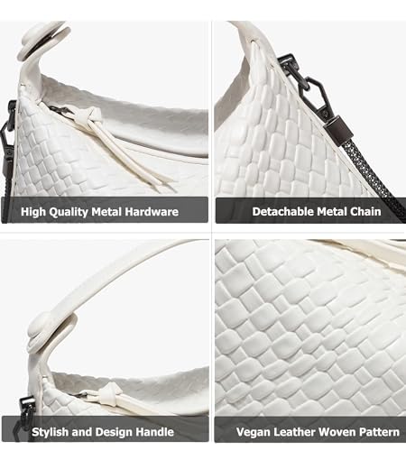 Image of Sweetovo Vegan PU Leather Hobo Tote Bag, Metal Chain Crossbody Purse