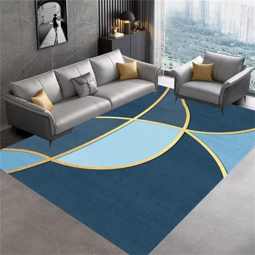 Tapis de bureau facile à nettoyer bleu antidérapant salon