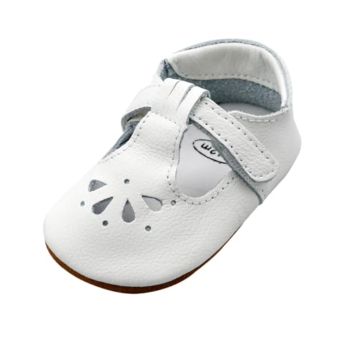 iEvolve Baby Leather Shoes Baby Hard Sole Shoes Anti-Slip Sole Hollow Baby First Walking Shoes...