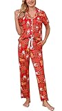 Samring Conjunto de pijama de manga corta y pantalón de pijama para mujer, M