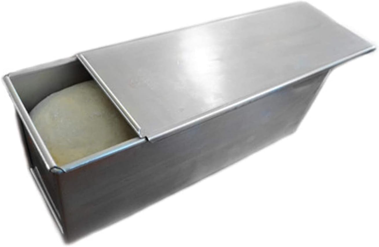 Ochtend Rectangle Iron Sandwich Bread Mould/Pan/Tin Box With Cover For Baking 400Gms Small (7X3.5X3.5 Inch), Silver