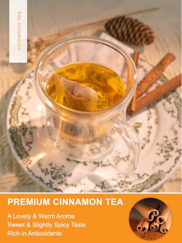 TeeLux Zimt Tee Beutel 100 Stück, Vegan, Reichhaltig und Beruhigend, 100% Reiner Natürlicher Zimt, Koffeinfreier Kräutertee, Biologisch Abbaubare Teebeutel
