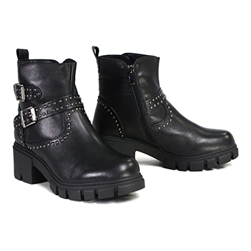 Milwaukee Leather Women's Siren Premium Black Studded Fashion Boots w/Side Zippers MBL9446-10