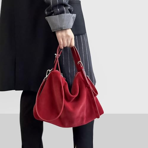 Bolsa tote de cuero gamuza para mujer miniatura 2
