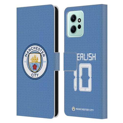 Head Case Designs Officially Licensed Manchester City Man City FC Jack Grealish 2021/22 Players Home Kit Group 1 Leather Book Wallet Case Cover Compatible with Xiaomi Redmi 12
