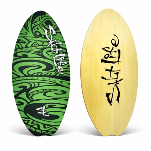 SALT LIFE Wooden Skimboard for Beach Skimming, High-Gloss Coated Wood Skim Board with EVA Traction Pad, Beginner-Friendly for Kids, Teens & Adults, Available in 39/41in