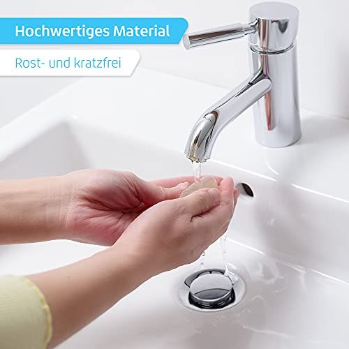 SANTRAS® Exzenter Ablaufgarnitur PREMIUM für Waschtisch mit Schutz vor Überlauf in Chrom – Komplette Überlaufgarnitur mit Ablauf Stöpsel in 1 ¼ für Armatur mit Zugstangengarnitur - Image 4