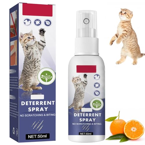 Spray repelente de gatos, 50 ml para gatos, aerosol de retención para interiores, spray antiarañazos para gatos, spray resistente a los arañazos, agente de retención para gatos, sedante para gatos