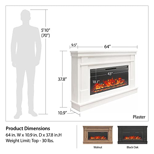 Ameriwood Home Elmcroft Wide Mantel With Linear Electric Fireplace, Black Oak #TOP7