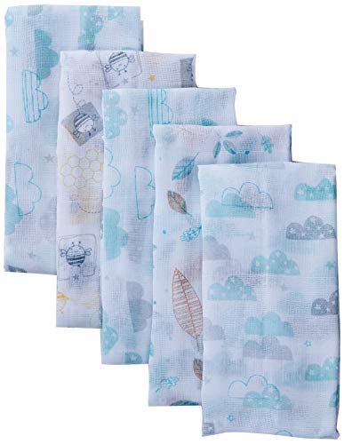 Fralda Papi especial Com Bainha estampada para Bebê 70cm X 67cm Contém 05 Un