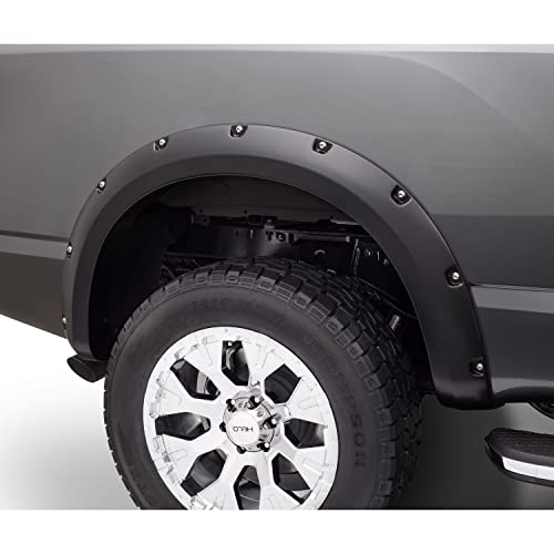 Bushwacker Pocket/Rivet Style Rear Fender Flares | 2-Piece Set, Black, Smooth Finish | 70014-02 | Fits 2004-2015 Nissan Titan w/ Lock Box