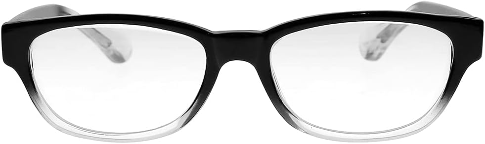 Clear Glass Reading Glasses - Real Glass Lenses - Stylish Acetate Frame - Magnification +0.25 to +3.00