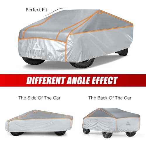 Image of Specialized Hail Protector Replace for Tesla Cybertruck, Multi-Layered Car Hail Blankets Protector Cover with 5mm Thick High Density EVA Cushioning Foam Pad and Reflective Stripes (Gray)