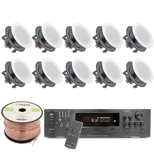 Vaiyer Home Audio System Kit, 6-Channel 6000 Watts Bluetooth Amplifier w/ 5.25