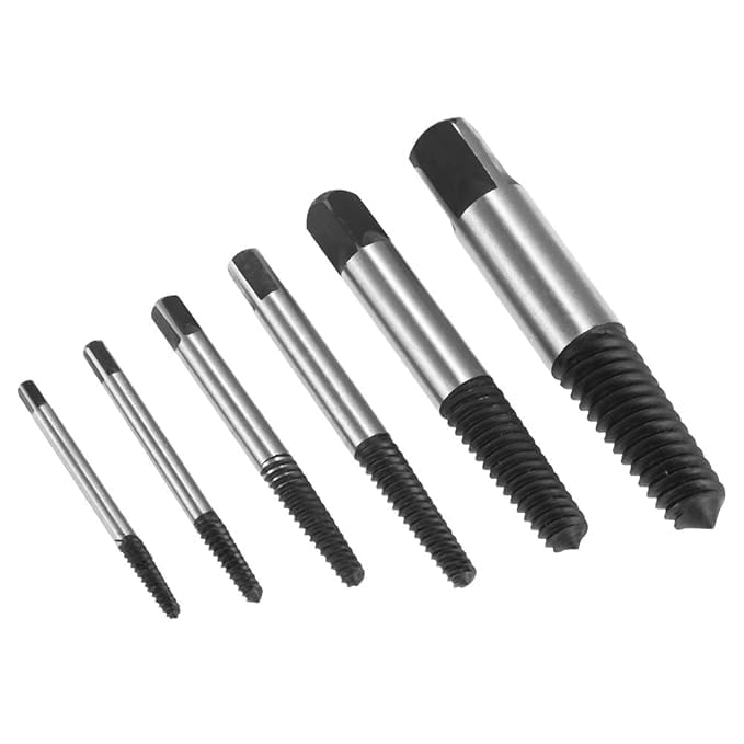 6 pcs broken bolt extractor kit, pipe screw extractor set, damaged bolt water pipe remover set for 1/8 to 1 inch thread broken stud, screw, bolt easy back out