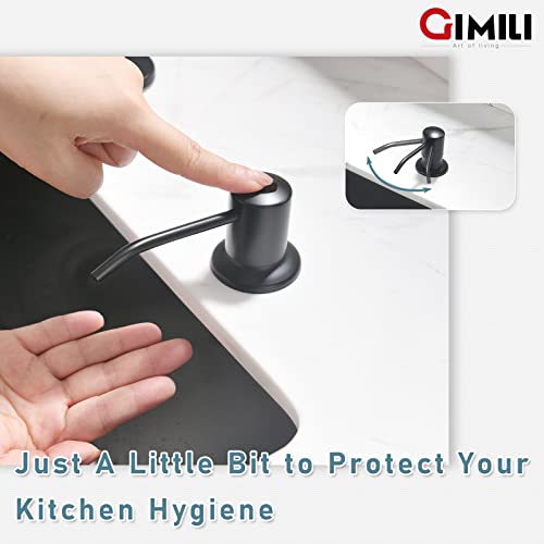 Image of GIMILI Matte Black Kitchen Faucet with Soap Dispenser, Commercial Single Handle Spring Pull Out Kitchen Sink Faucets with Pull Down Sprayer