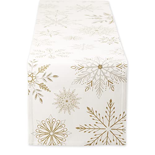 DII Winter, 100% Cotton Yarn, Sparkle Snowflakes, 14x72 Table Runner, 14x72" Table Runner