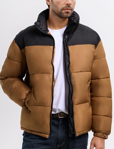 Mens Puffer Jacket Winter Warm Lightweight Puffy Coats Waterproof Long Sleeve Zip Up Quilted Parka Jackets3