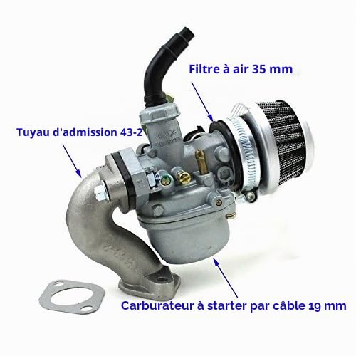 Crewell - Kit carburateur PZ19 - pour quad, ATV et dirt bike Taotao Sunl - 50cc, 70cc, 90cc, 110cc - 19 mm carburateur pocket bike