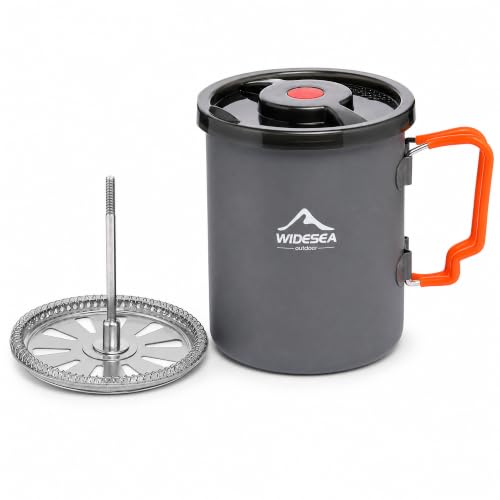 The Best Camping French Presses: Remote Brewing Made Easy 8 widesea Camping Coffee Pot 750ML, French Press Coffee Maker,Lightweight Backpacking Pot with Collapsible Handle For Camping,Hiking,Fire Cooking