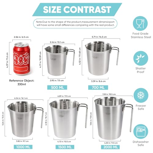 Image of Newness 5-Pack Stainless Steel Measuring Cups Set, Metal Measuring Cup