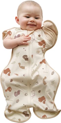 Image of CCOCCOZAM Baby Swaddle, All Season Soft 100% Organic GOTS Cotton, Squirrel, Small, 0-3 Months, 7-13 lbs, Transition, Newborn Sleep Sack, Dramatically Better Sleep