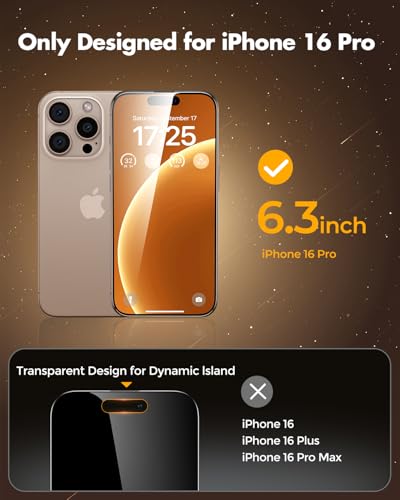 UNBREAKcable Privacy Screen Protector for iPhone 16 Pro, Full Coverage Shatterproof Tempered Glass [True 28°Anti Spy] [9H Hardness] [Easy Installation Frame] 2-Pack Private Screen for iPhone 16 Pro