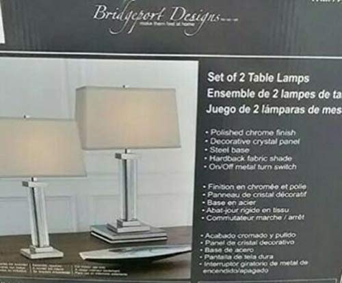 Bridgeport Designs Brushed Steel Crystal Panel Table Lamp 2 Pack #TOP2
