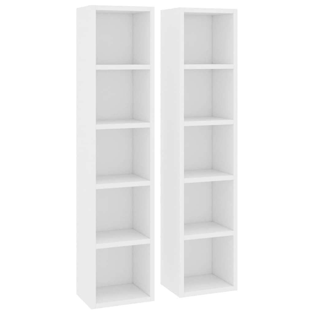 vidaXL CD Cabinets 2 pcs White 21x16x93.5 cm Engineered Wood