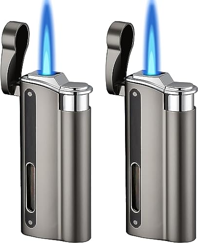 Leikurvo 2 Stück Sturmfeuerzeug Jetflamme, Sturmfeuerzeug Gas Nachfüllbar, Feuerzeug Sturmfeuerzeug Winddicht Jet Feuerzeug Gasfeuerzeug für...
