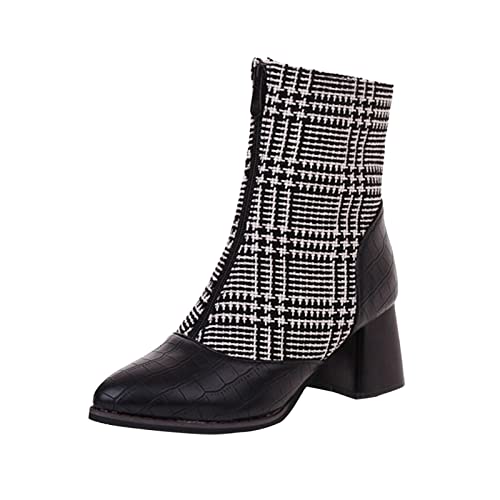 Cocila Botas De Mujer Tacón Gruesas para Hermosas Invierno Fuente Cremallera Frontal Grueso Botín Azul Altas Piel Botines Marrón Chocolate Barefoot Blanco Agua Montaña Zapatillas Trekking