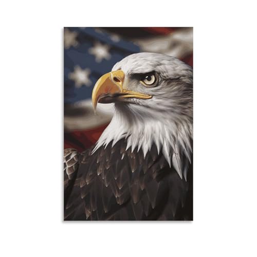 Aigle à tête blanche affiche d'art mural sur toile premium décoration de caractère pour chambre