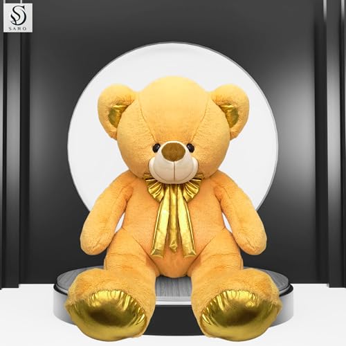 Image of SARO Soft Cute Huggable Teddy Bear with Golden Foot 52 cm | Colour Soft Toy for Girls Boys Kids Baby | Best Gift for Valentines, Birthday, Anniversary (Golden 52Cm Hight)