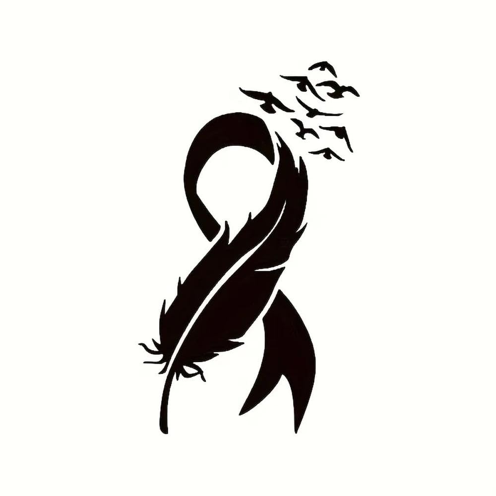 Feather Awareness Ribbon Vinyl Decal Durable Sticker for Cars Laptops Trucks Walls(Black)