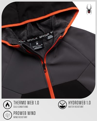 Image of Spyder Mens Softshell Jacket - Faux Fur Lined Water Wind Resistant Performance Mens Fleece Jacket for Hiking Running Jogging