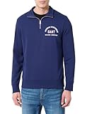 Hoher Baumwollanteil GANT Herren Printed Graphic Half Zip Sweatshirt, Persian Blue, L