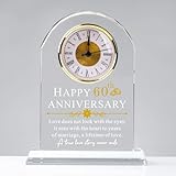 QIANRUNA Orologio in vetro per 60° anniversario di matrimonio, regalo per genitori e nonni, orologio al quarzo per 60 anni di matrimonio, regalo per coppie, orologio per 60° anniversario, decorazione